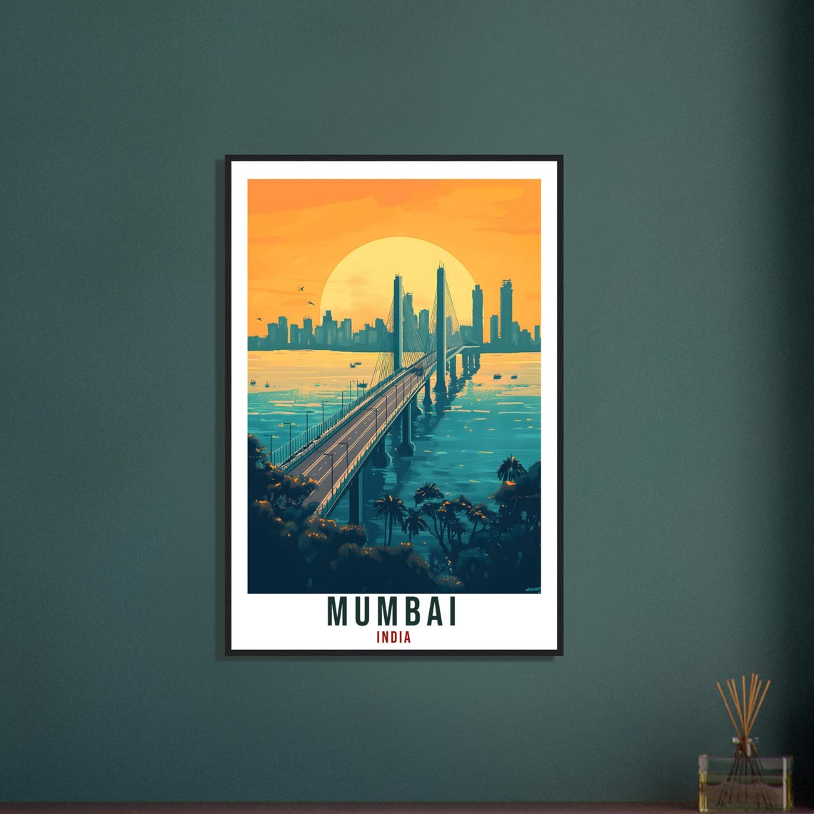 Mumbai Travel Print Indian Home Decor Mumbai Bridge Wall Art Wall Hanging Art Lover India Artwork Travel Poster India Travel Art City Art - Image 3