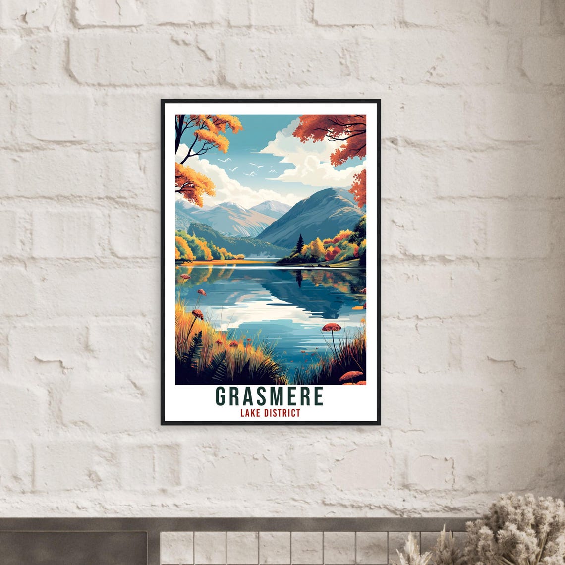 Grasmere Lake District Mirror Lake Reflections Vintage Travel Poster - Image 2