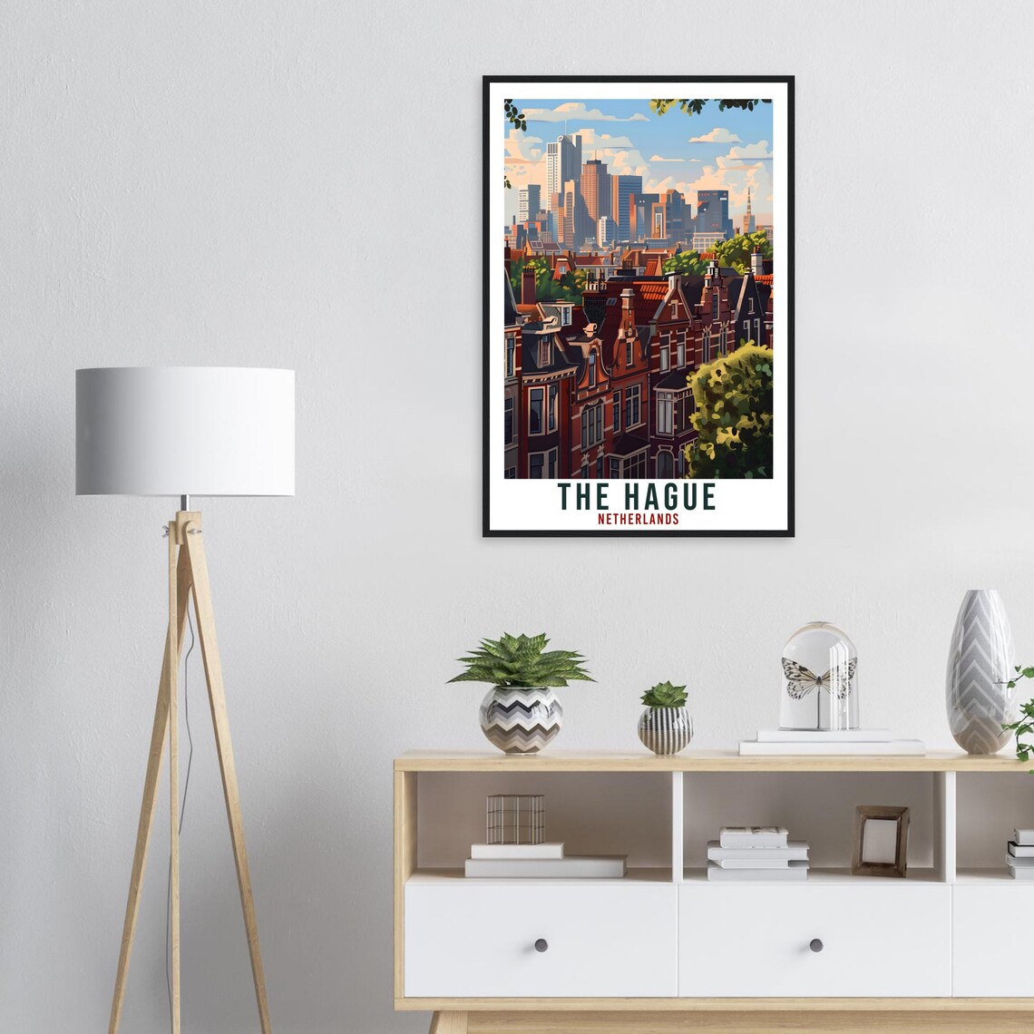 The Hague Canal Houses Modern Skyline Netherlands Travel Poster - Image 3