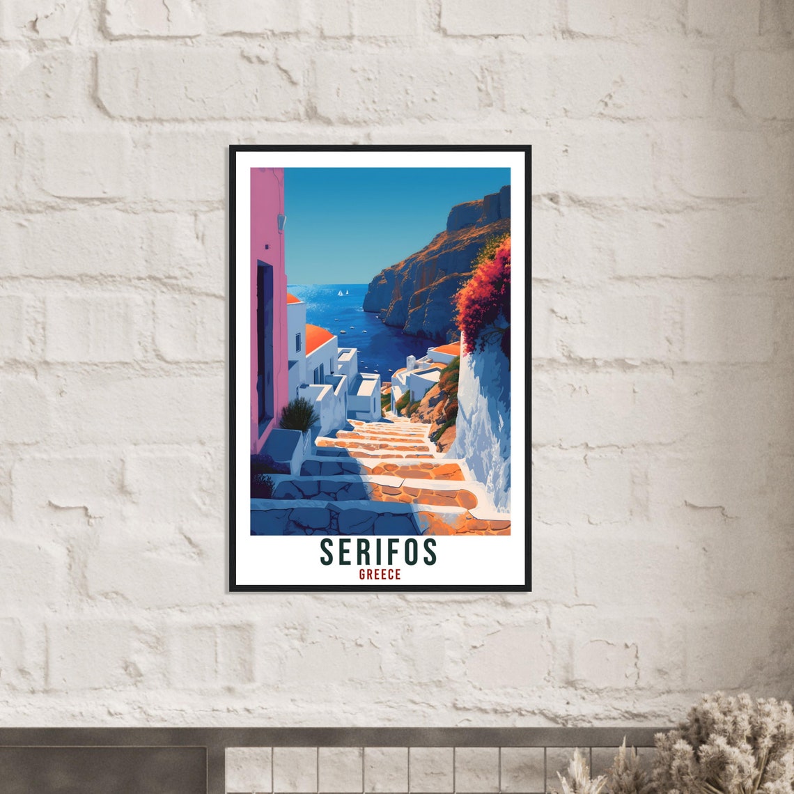 Serifos Greece Whitewashed Steps Down to the Aegean Sea Poster - Image 4