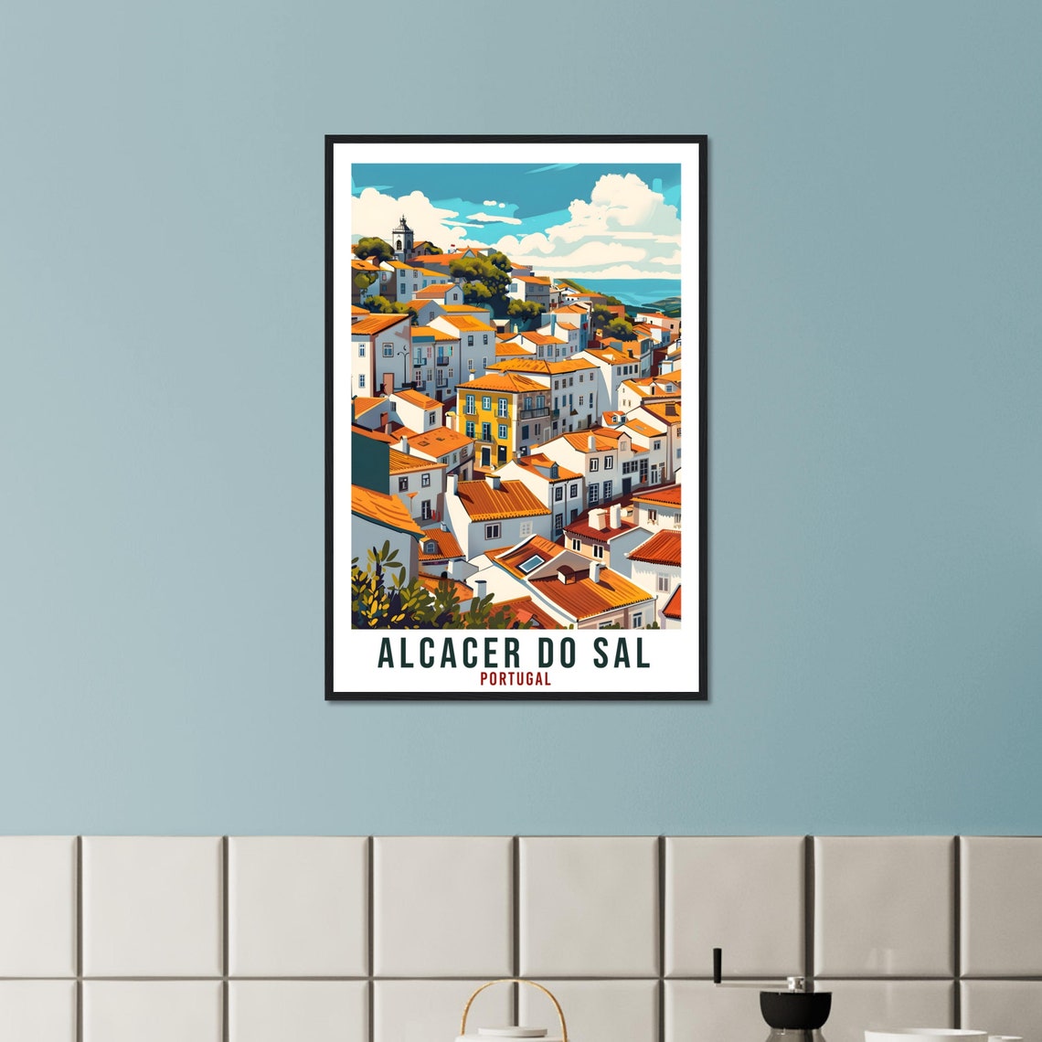 Alcacer Do Sal Travel Print Portugal Wall Art Wall Hanging Home Dcor Alcacer Do Sal Gift Portugal Landmark Artwork Portugal Travel Poster - Image 2