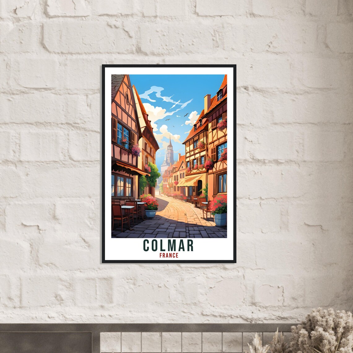 Colmar France Half Timbered Street Cafe Vintage Travel Poster - Image 2