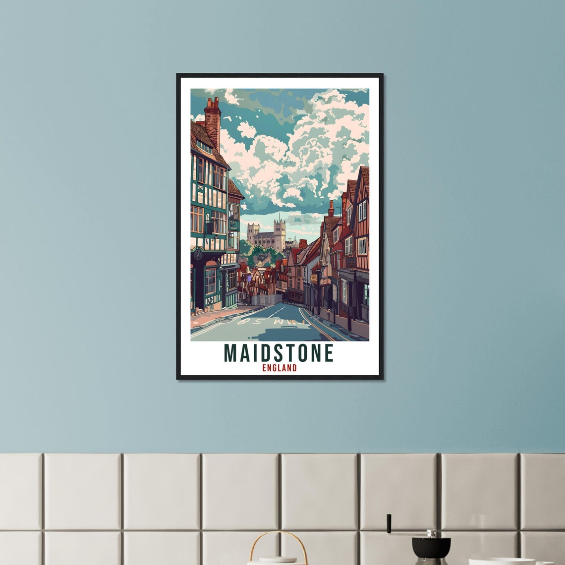 Maidstone England Historic Timber Street Vintage Travel Poster - Image 2