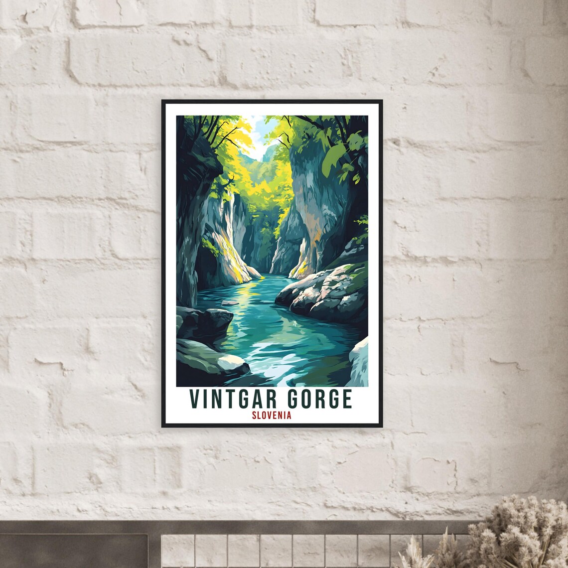 Vintgar Gorge Slovenia River Canyon Lush Vintage Travel Poster - Image 2