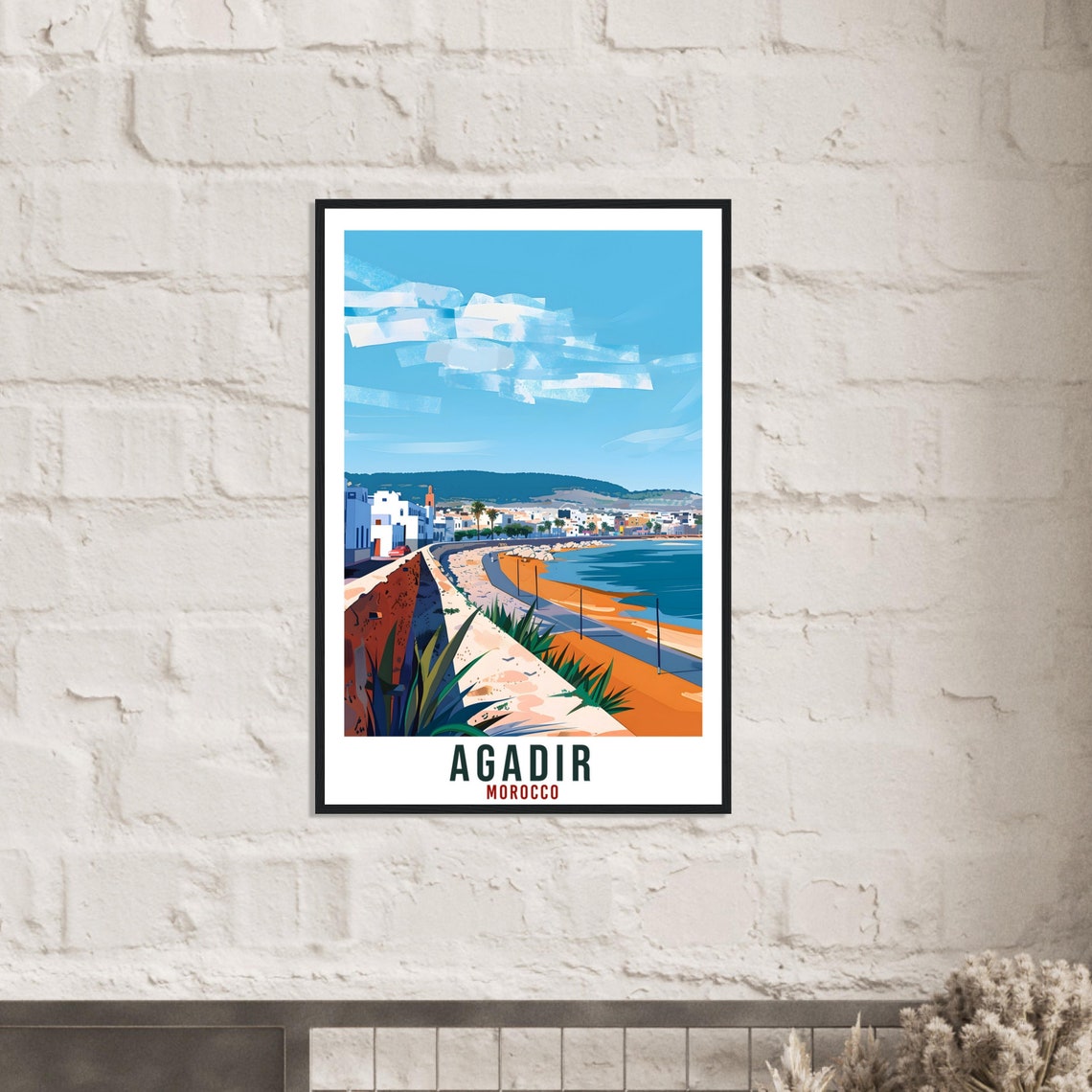 Agadir Morocco Curved Beach Promenade Atlantic Coastline Travel Poster - Image 2