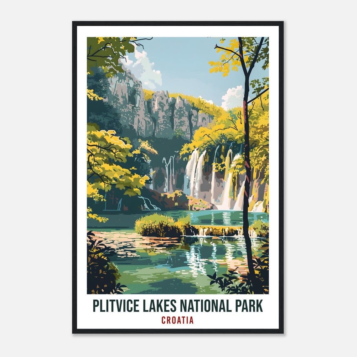 Plitvice Lakes National Park Croatia Waterfall Forest Poster - Image 4