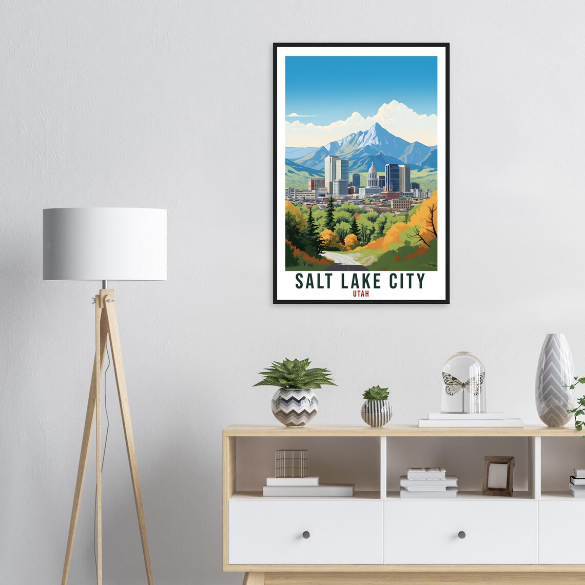 Salt Lake City Utah Skyline Wasatch Mountain Capitol Travel Poster - Image 3