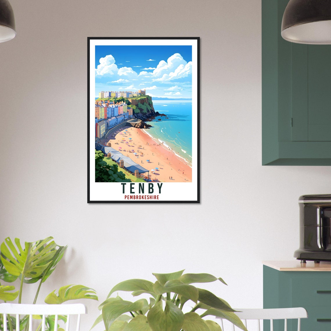 Tenby Travel Print English Wall Art Home Decor Pembrokeshire Travel Art Gift Tenby Travel Poster England Landscape Artwork Art Lover Gift - Image 2