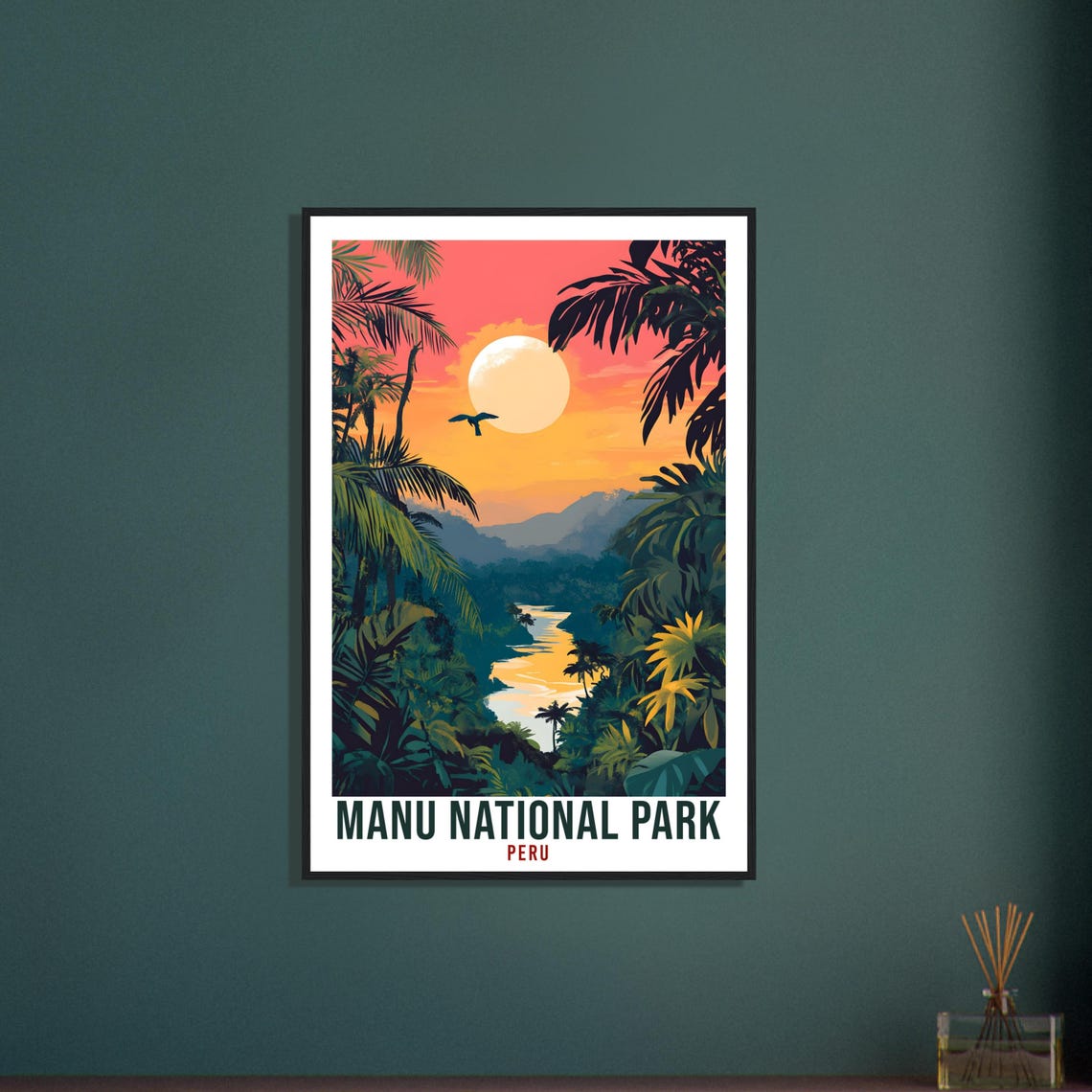 Manu National Park Peru Rainforest Sunset River Scene Poster Art - Image 3