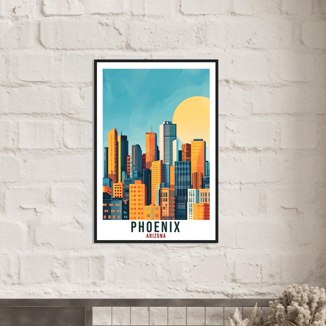Phoenix Arizona Desert City Skyline Big Sun Modern Travel Poster - Image 2
