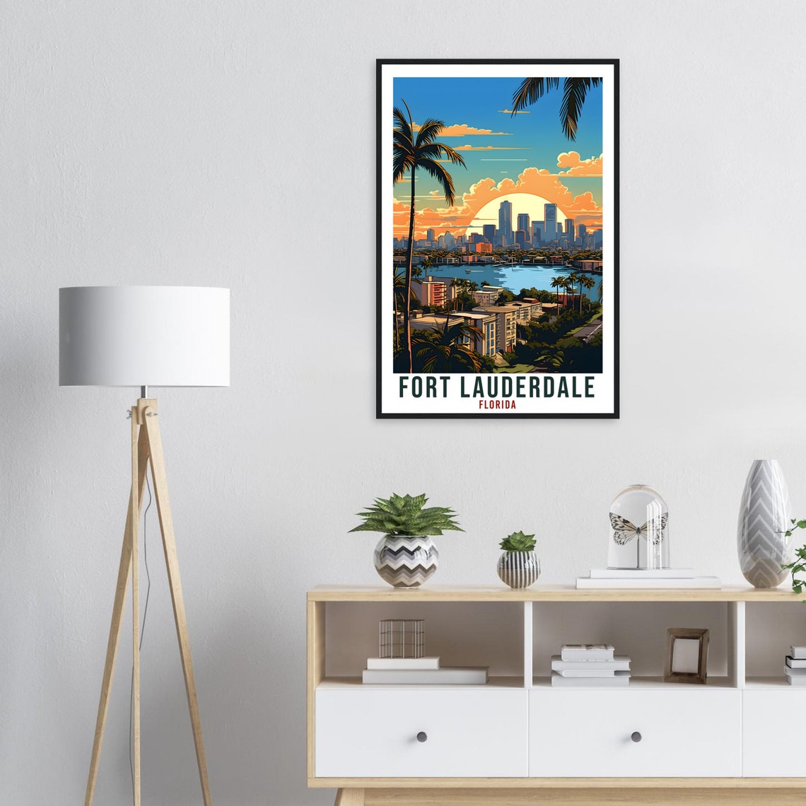 Fort Lauderdale Florida Coastal Skyline Waterway Sunset Poster - Image 2