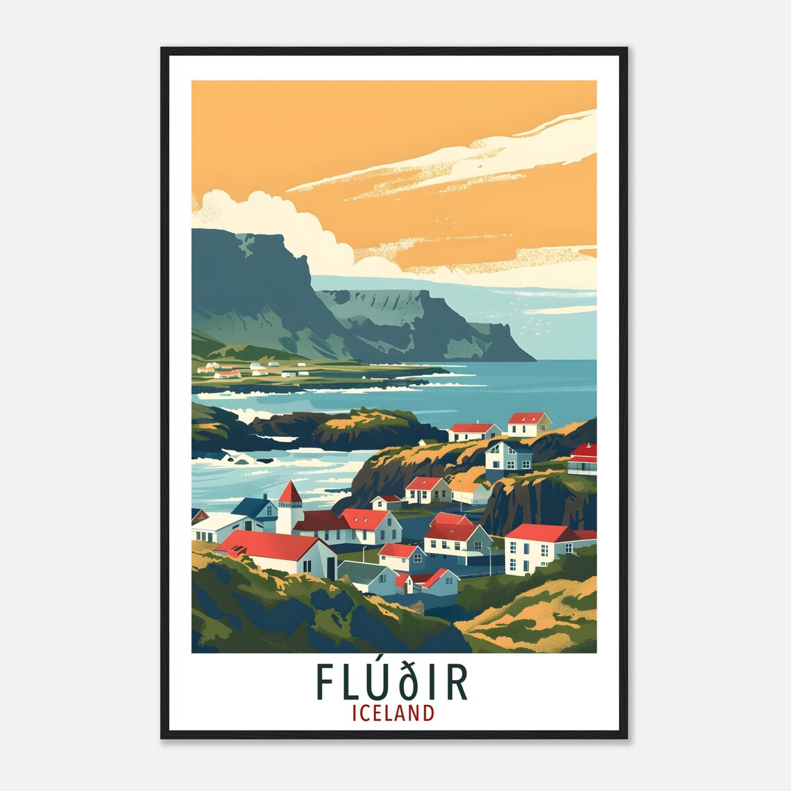Fludir Iceland Travel Print Wall Art Wall Hanging Home Dcor Fludir Gift Travel Art Iceland Fludir Artwork City Landscape Travel Poster - Image 4