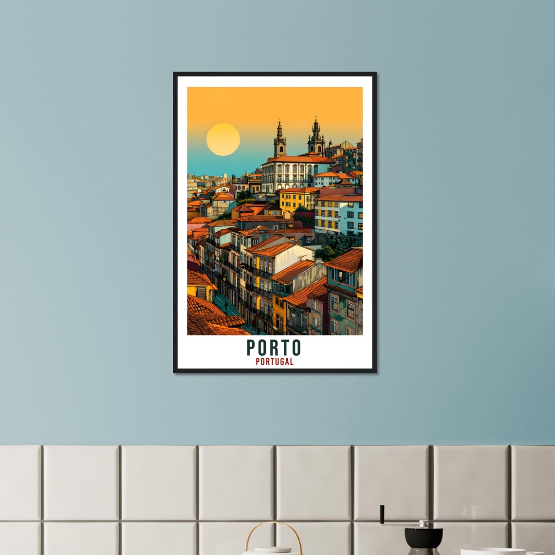 Porto Portugal Golden Sunset Old Town Riverside Travel Poster - Image 2