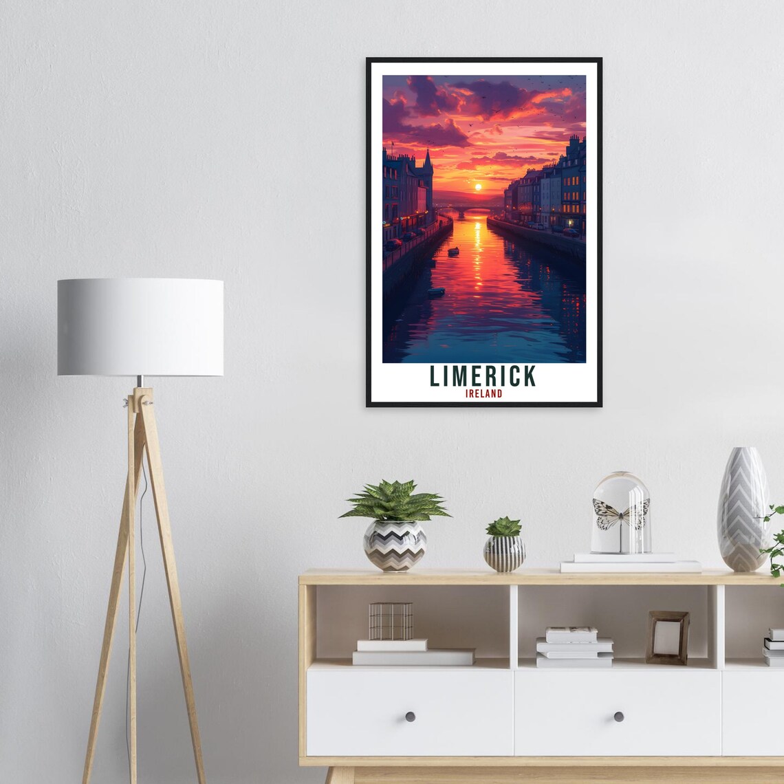 Limerick Ireland River Shannon Sunset City Silhouette Travel Poster - Image 4