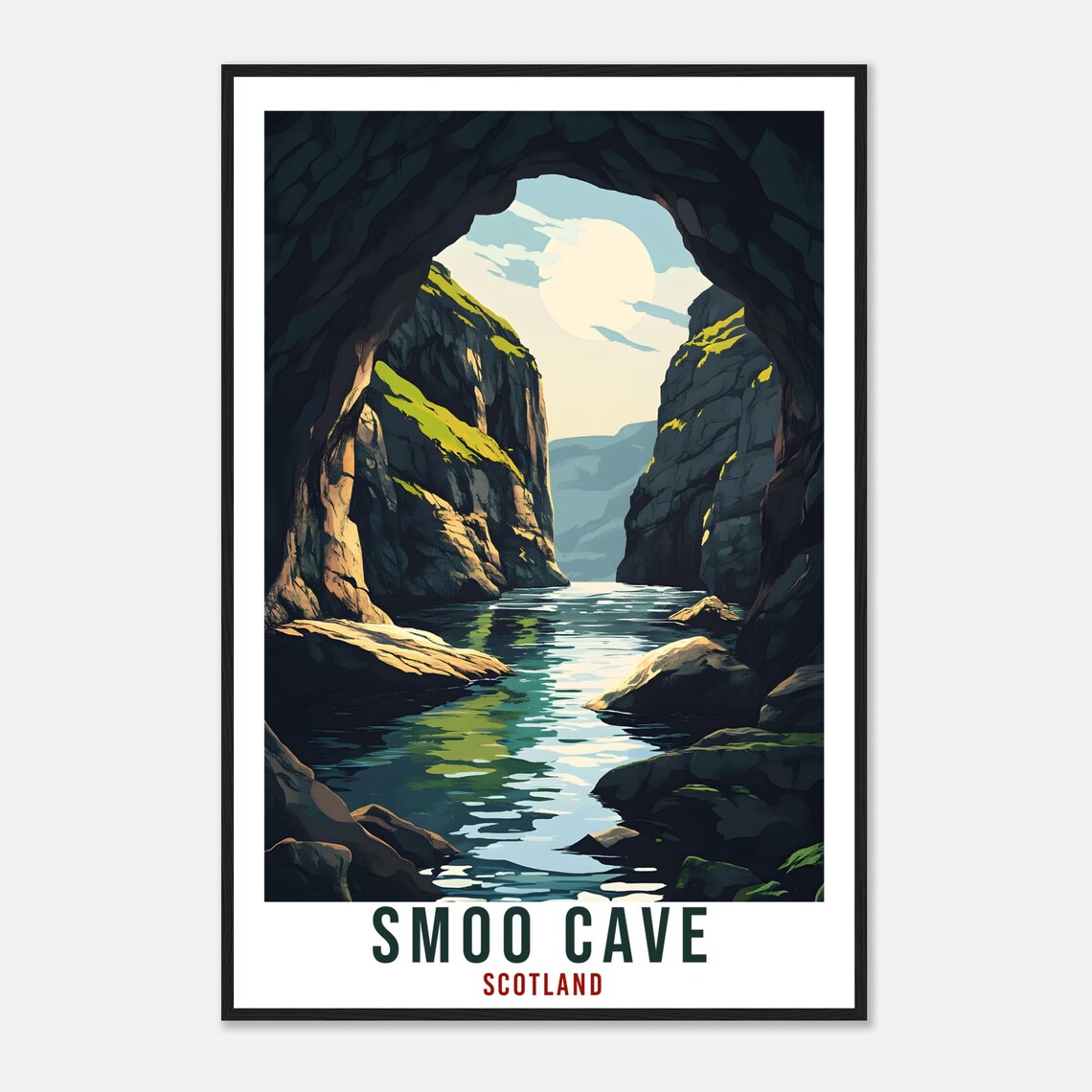 Smoo Cave Scotland Sea Cave Green Cliffs Retro Travel Poster - Image 4