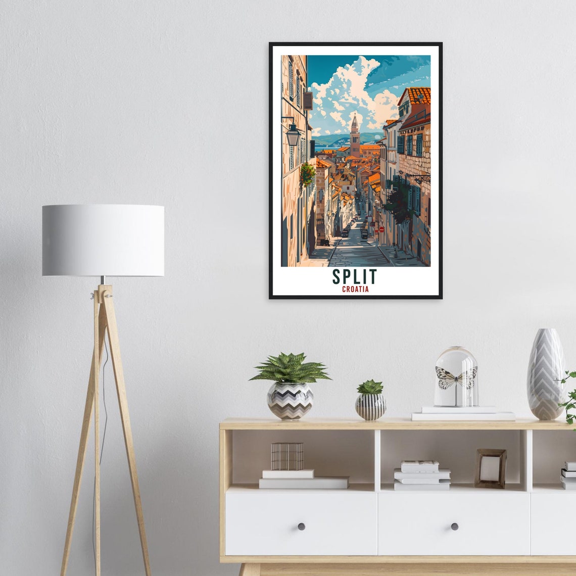 Split Croatia Old Town Cobblestone Street Harbor Travel Poster - Image 2