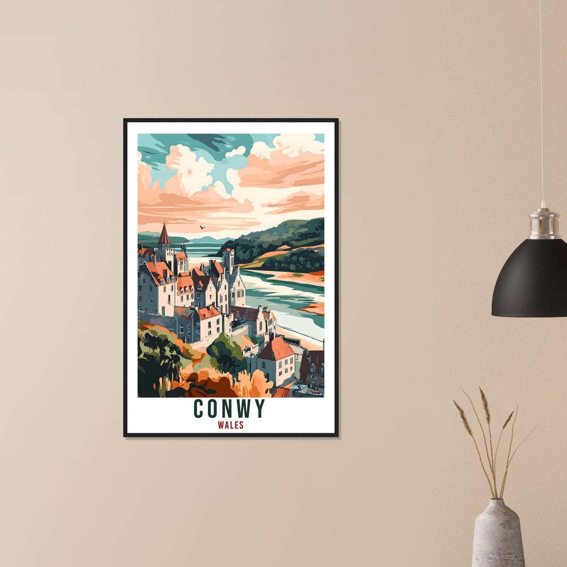 Conwy Travel Print Wales Home Decor Conwy Wall Art Wall Hanging Art Lover Wales Artwork Travel Poster Wales Conwy Travel Artwork Gift - Image 3