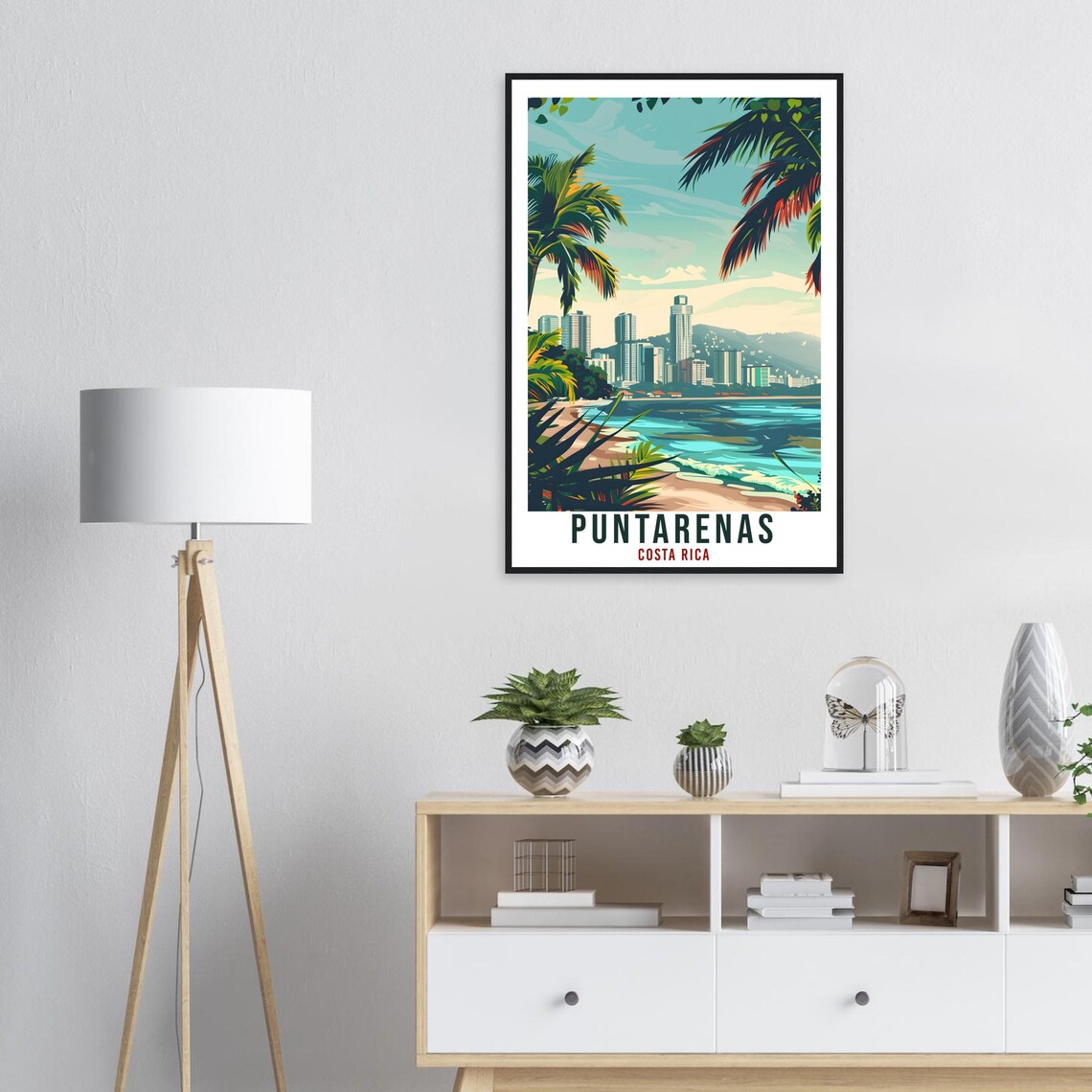 Puntarenas Costa Rica Beach City Skyline Vintage Travel Poster - Image 3