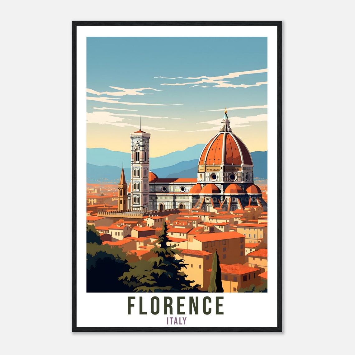 Florence Italy Duomo Cathedral Rooftops Tuscan Cityscape Poster - Image 4