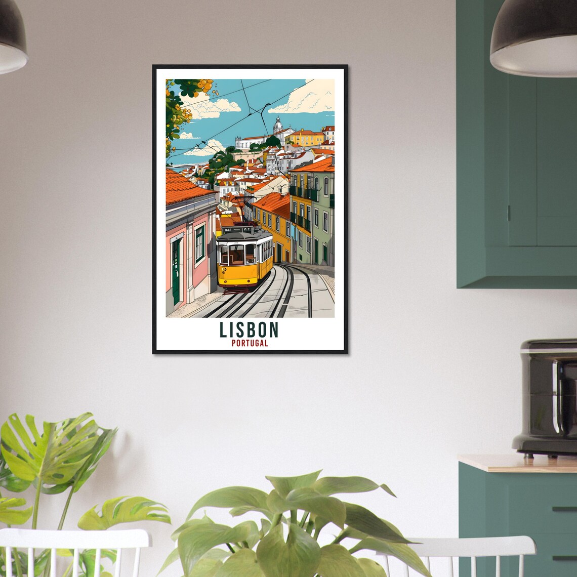Lisbon Portugal Yellow Tram Street Hill Vintage Travel Poster - Image 3