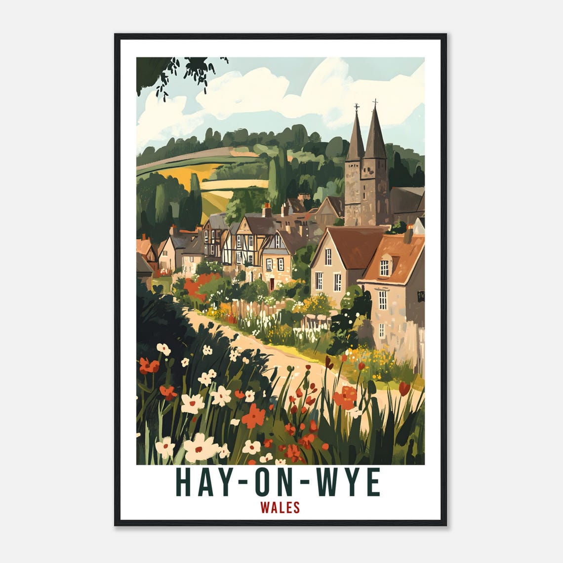Hay On Wye Travel Print Wales Home Decor Hay On Wye Wall Art Wall Hanging Art Lover Wales Artwork Travel Poster Hay On Wye Travel Art Gift - Image 4