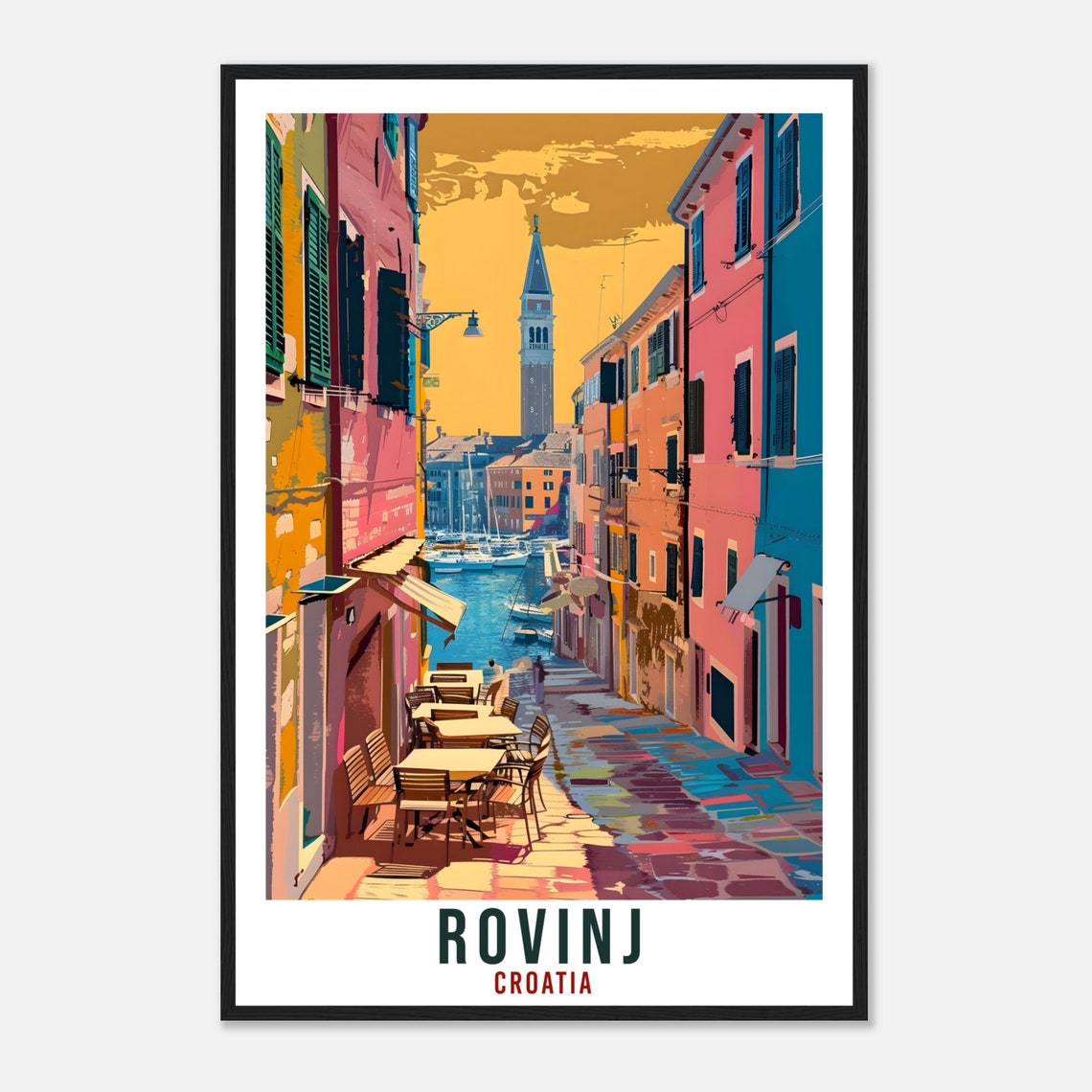 Rovinj Croatia Old Town Canal Bright Colorful Retro Travel Poster - Image 4