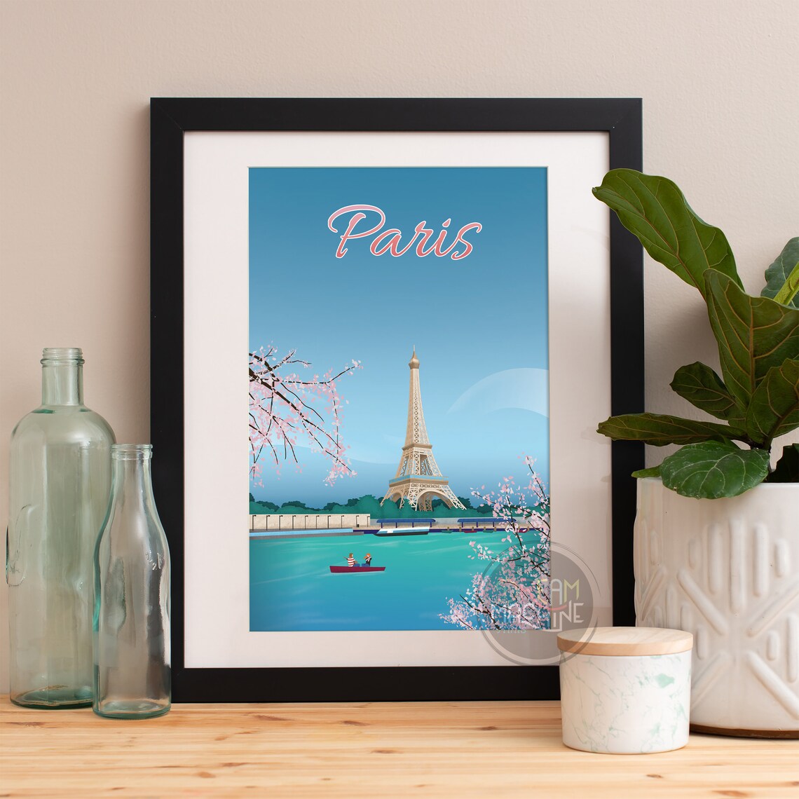 Paris Eiffel, Paris Skyline Travel Poster