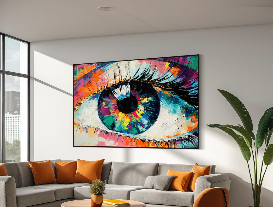 Vivid Abstract Close Up Eye Painting Colorful Surreal Vision Poster