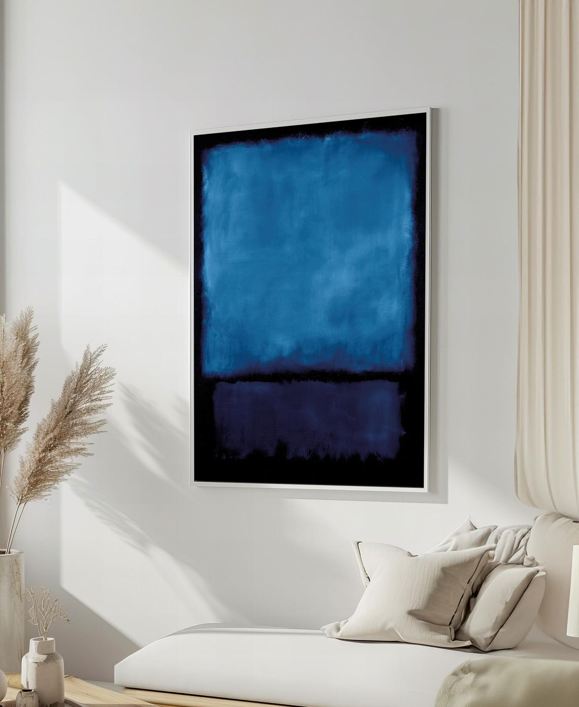 Moody Mark Rothko Painting In Deep Blue And Black Striking Abstract Art Gift For Contemporary Decor