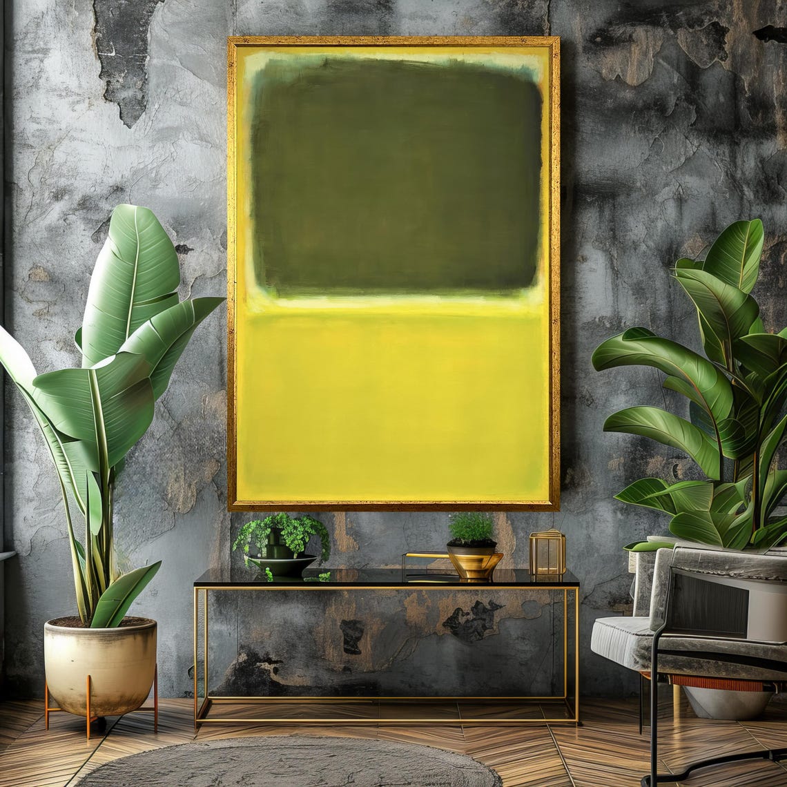 Vibrant Green Yellow Color-Field Abstract Modern Decor Poster - Image 4