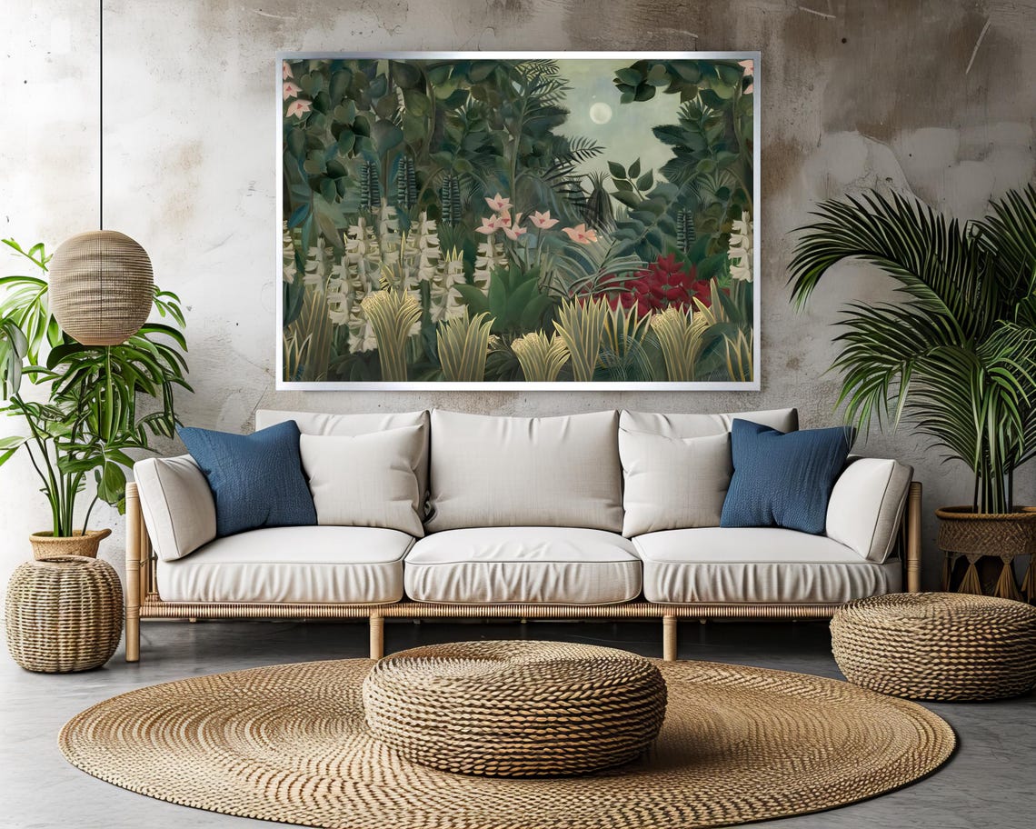 Henri Rousseau Boscage Moonlit Jungle Pink Flower Dreamscape Poster - Image 3
