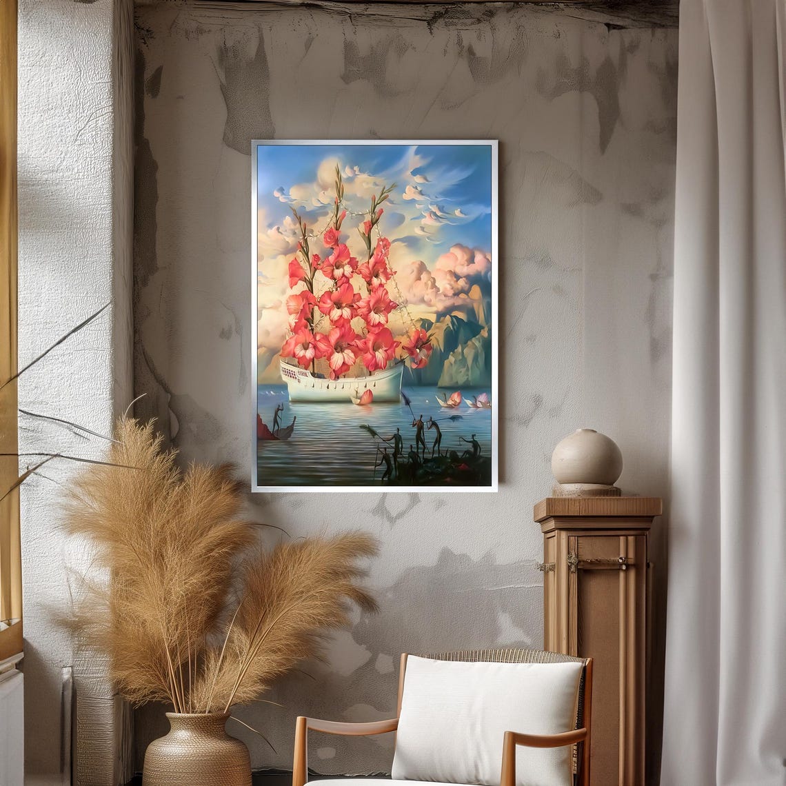 Surrealist Ship With Flower Sails Dreamlike Ocean Voyage Poster - Image 3