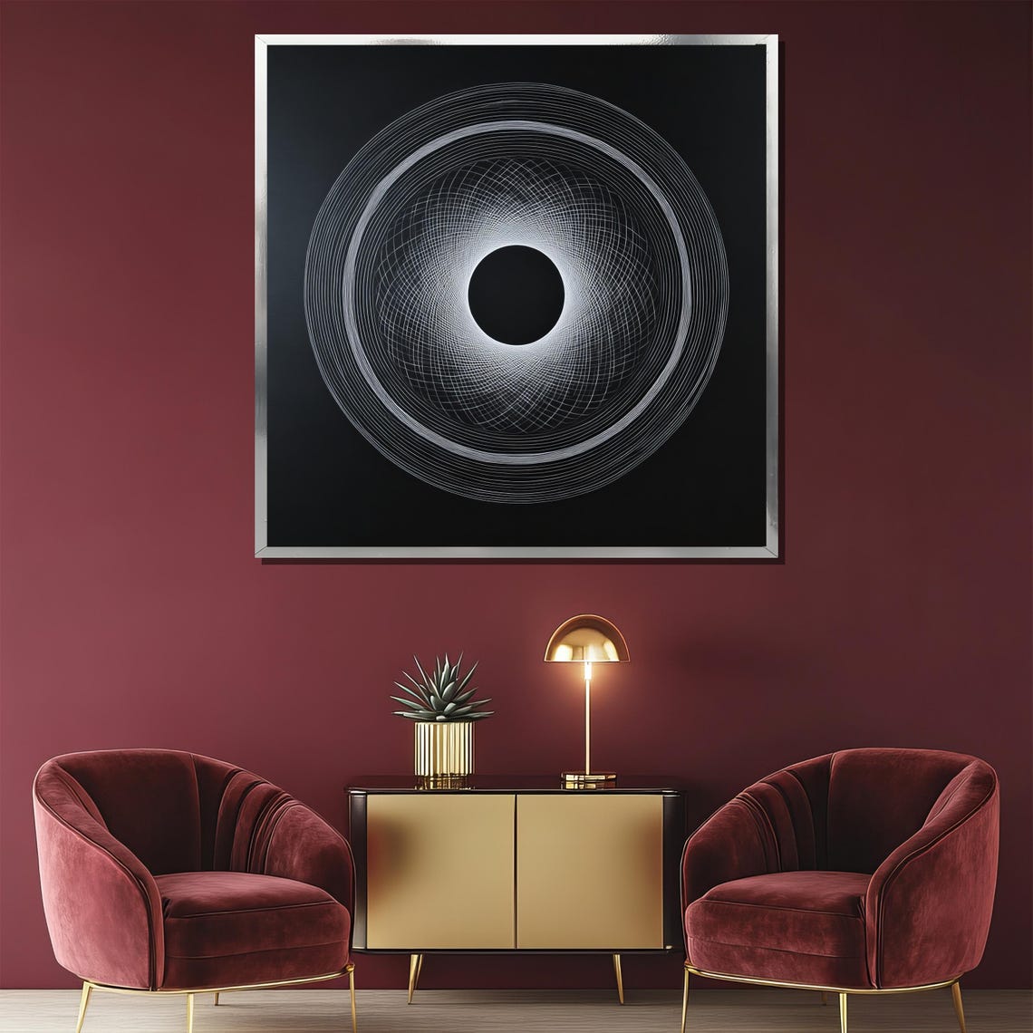 Minimalist Black And White Painting Abstract Geometric Wall Art Modern Home Decor Gift - Image 2