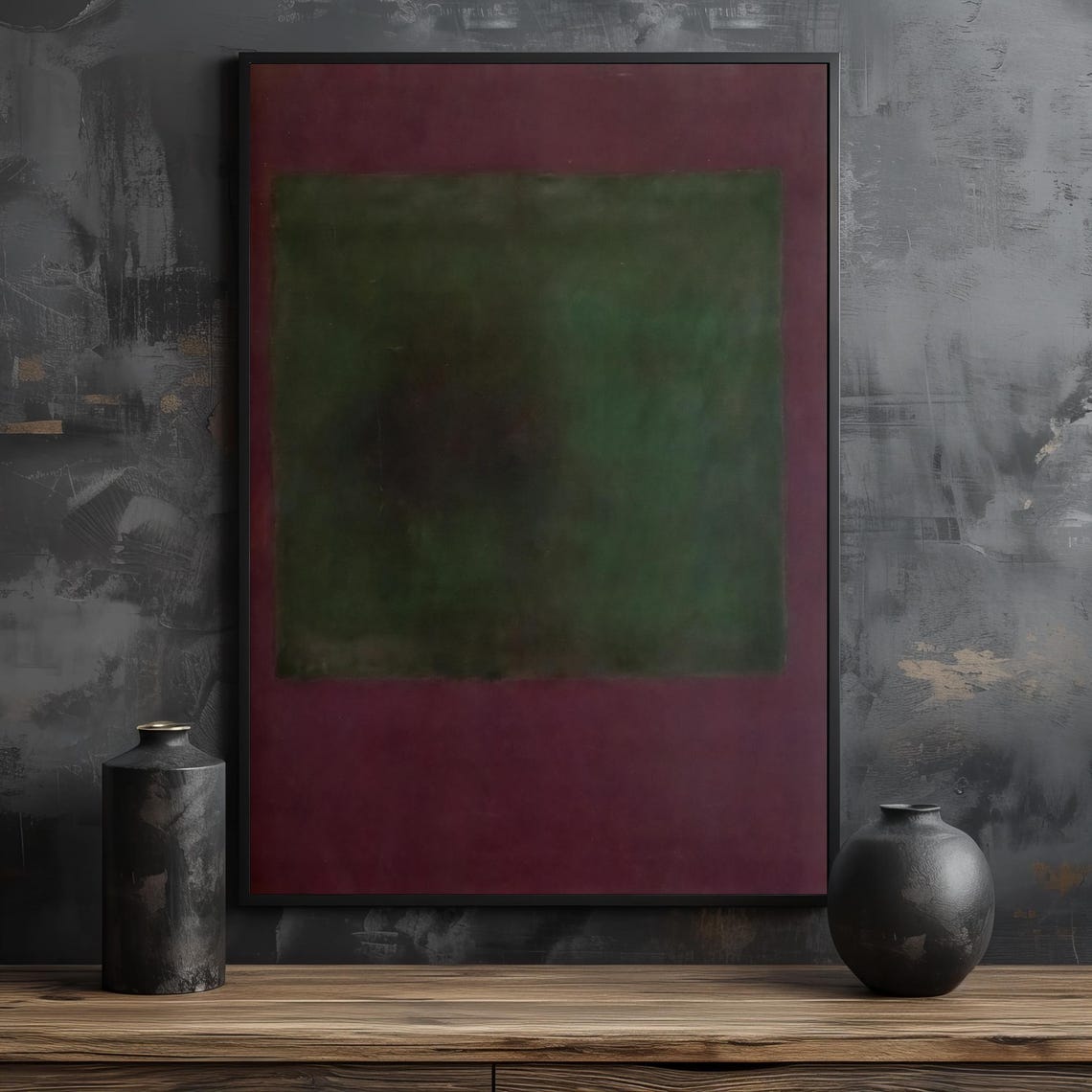 Mystical Deep Green Purple Atmospheric Abstract Decor Art Poster - Image 2