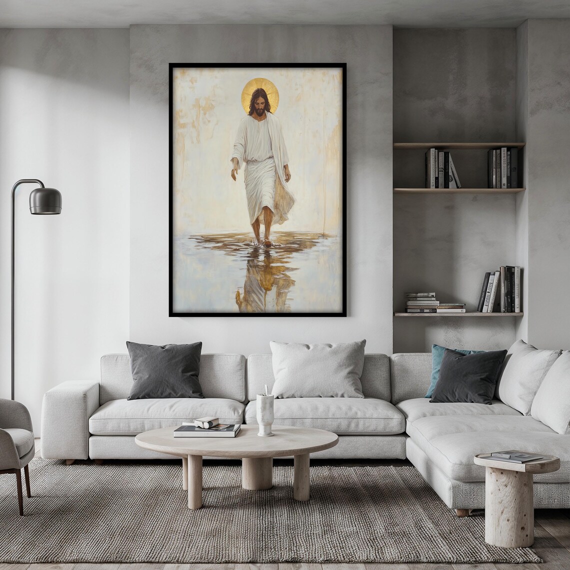 Jesus Walking Toward the Viewer on Water Beneath a Golden Halo Poster - Image 2