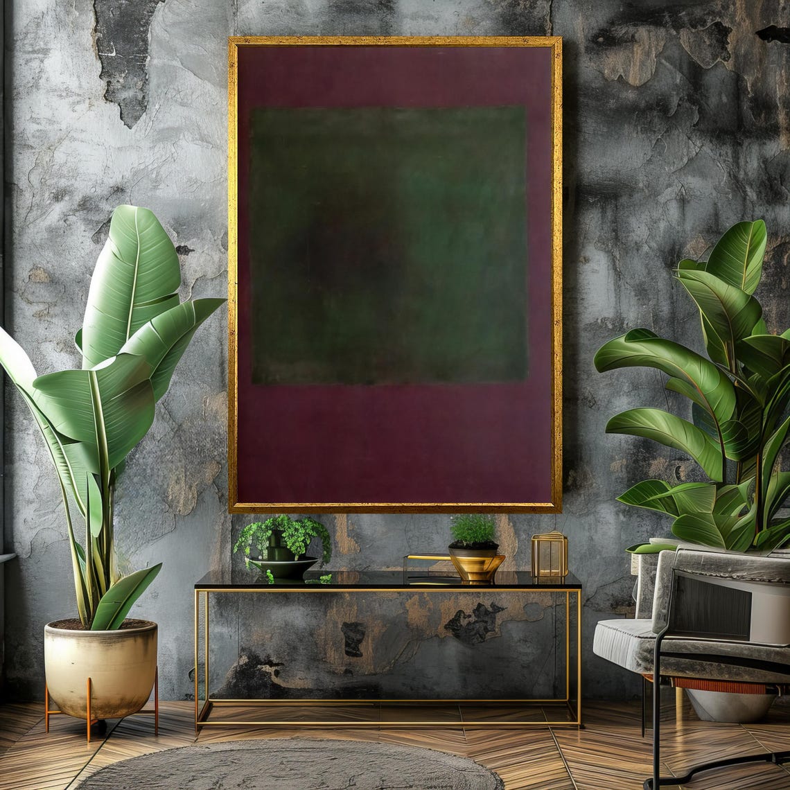 Mystical Deep Green Purple Atmospheric Abstract Decor Art Poster - Image 4