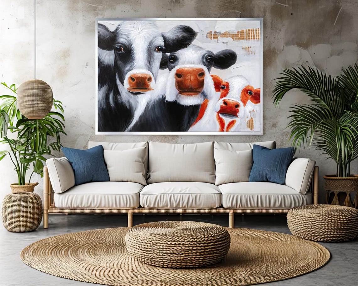 Three Curious Cows Close Up Playful Farm Animal Portrait Poster - Image 3