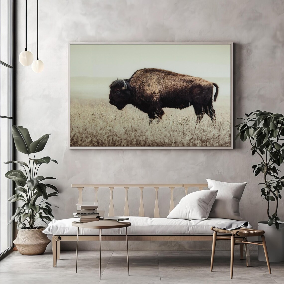 American Bison Standing In Prairie Grass Western Wildlife Poster - Image 2