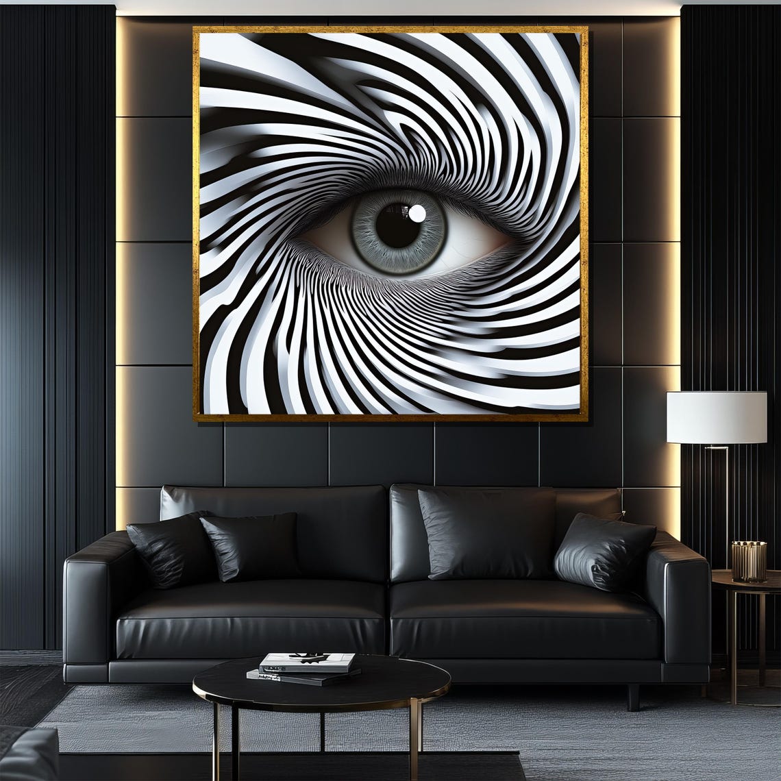Human Eye in Black White Spiral Optical Illusion Surreal Poster - Image 4