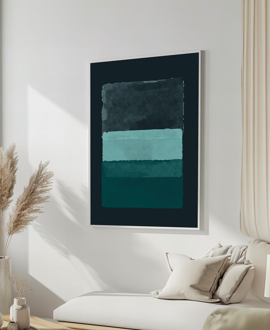 Mark Rothko Style Layered Teal Watercolor Abstract Art Poster