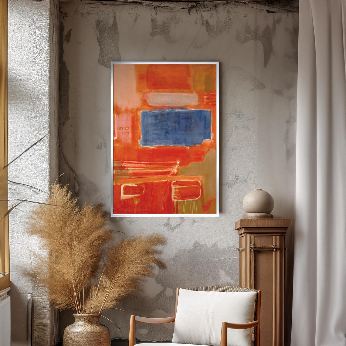 Bold Orange And Blue Abstract Painting By Mark Rothko Vibrant Modern Art For Contemporary Home Decor Gift Idea - Image 3