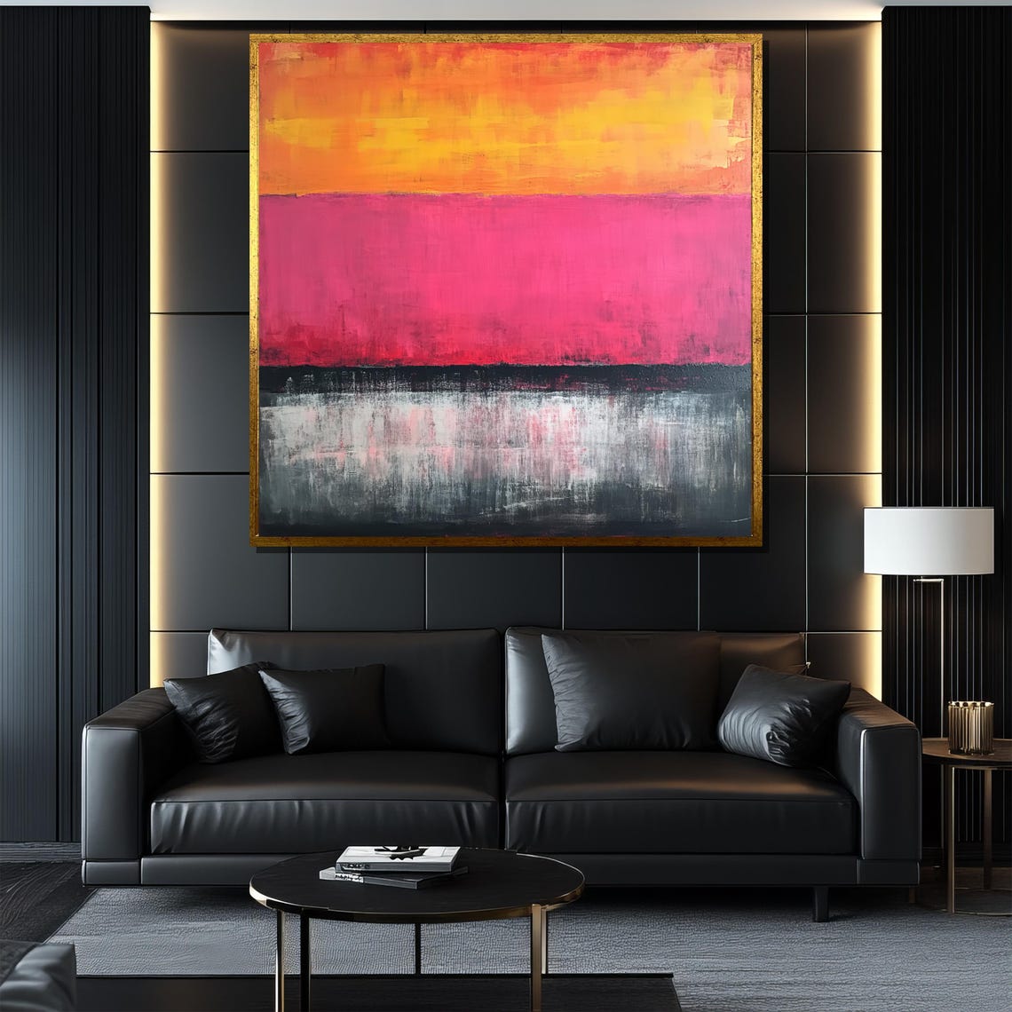 Rothko Style Orange Pink Gray Bands Color Block Abstract Art Poster - Image 4