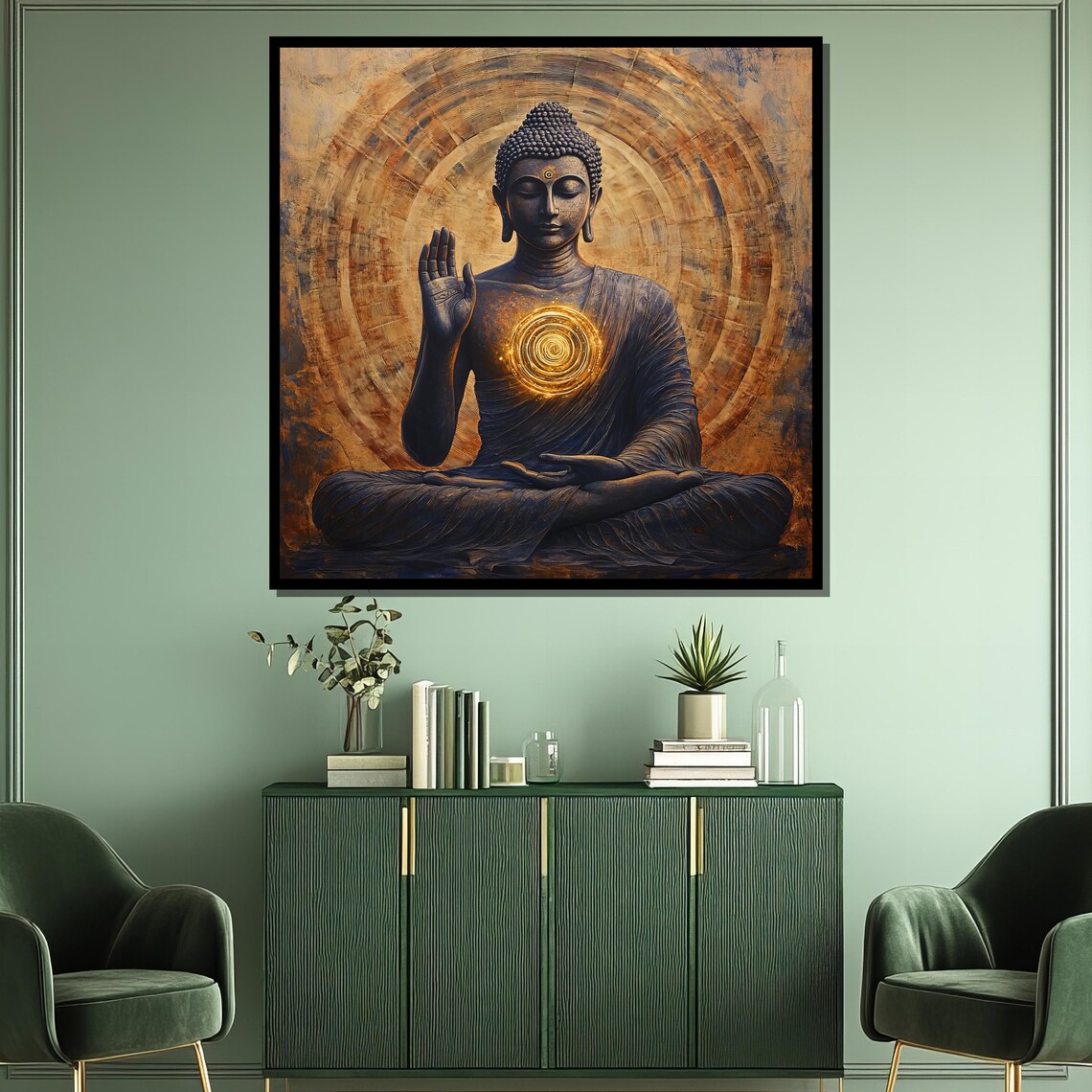 Radiant Buddha Painting, Spiritual Zen Abstract - Image 3