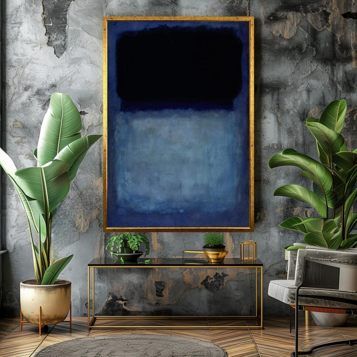 Moody Black And Blue Abstract Painting By Mark Rothkos Deep Color Field Art Contemporary Home Decor Gift - Image 4