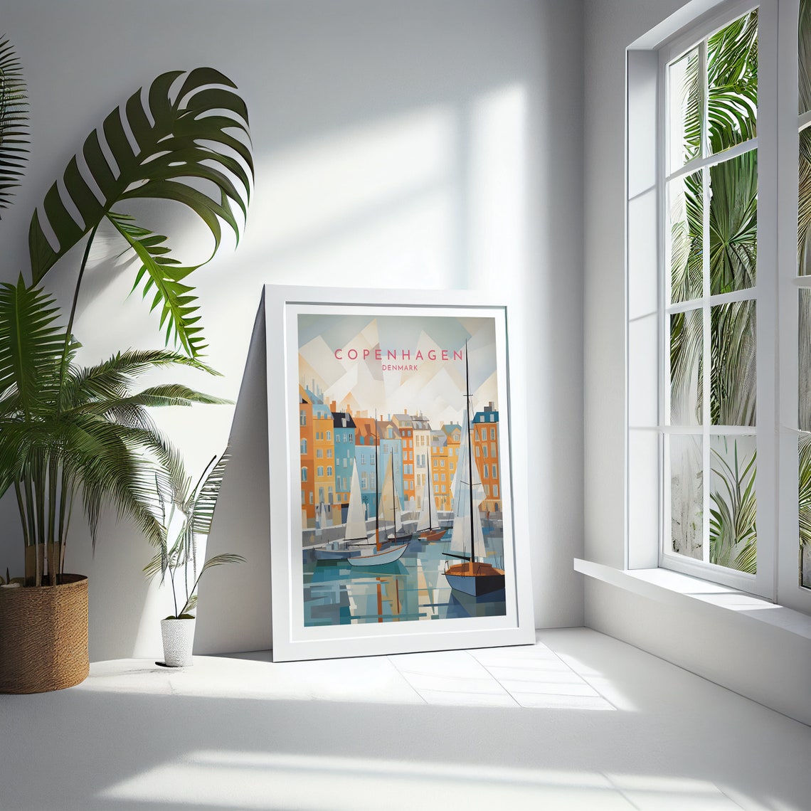 Copenhagen Denmark Harbor Sailboats Waterfront Travel Poster - Image 4