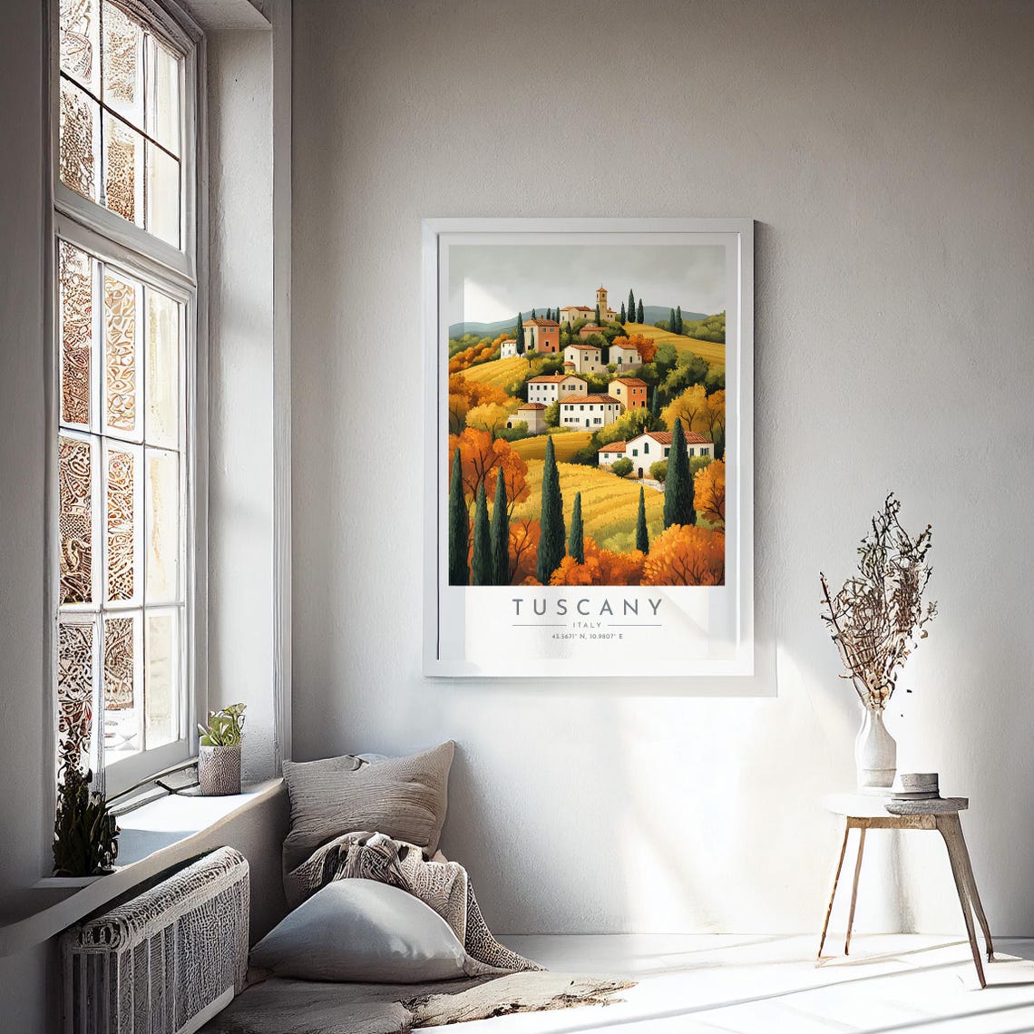 Tuscany Autumn Hill Town Cypress Trees Landscape Travel Poster - Image 4