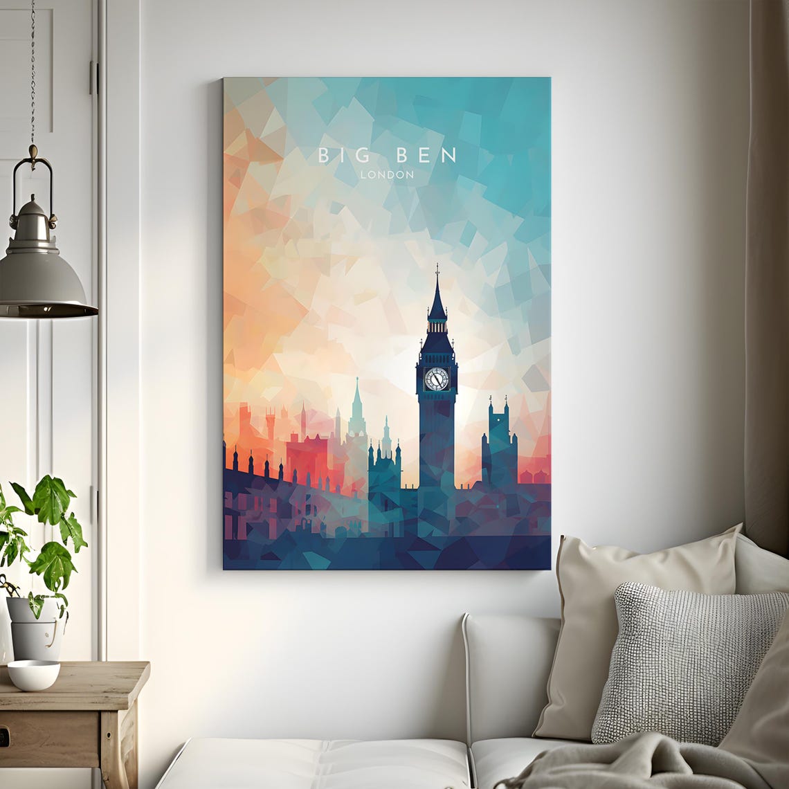 Big Ben London Geometric Sunset Skyline Landmark Travel Print - Image 3