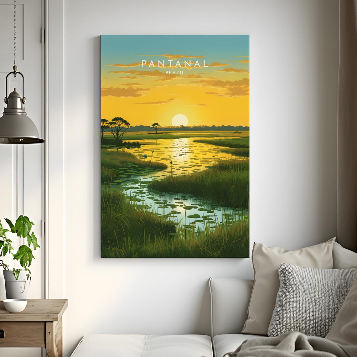 Pantanal Brazil Golden Sunset Wetlands Wildlife Wading Birds Poster - Image 3