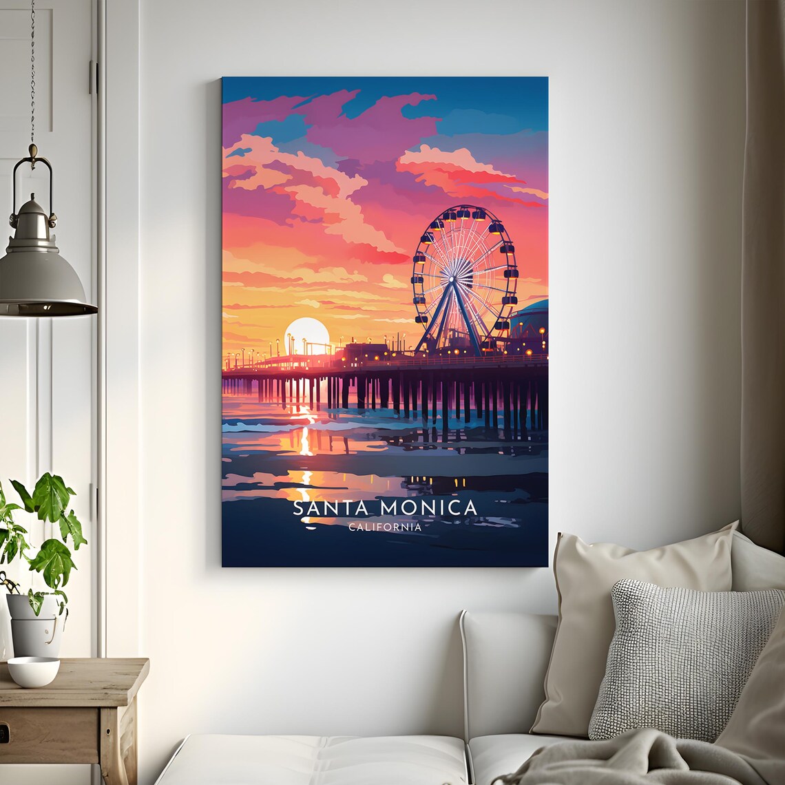 Santa Monica Travel Poster, California Home Decor - Image 3