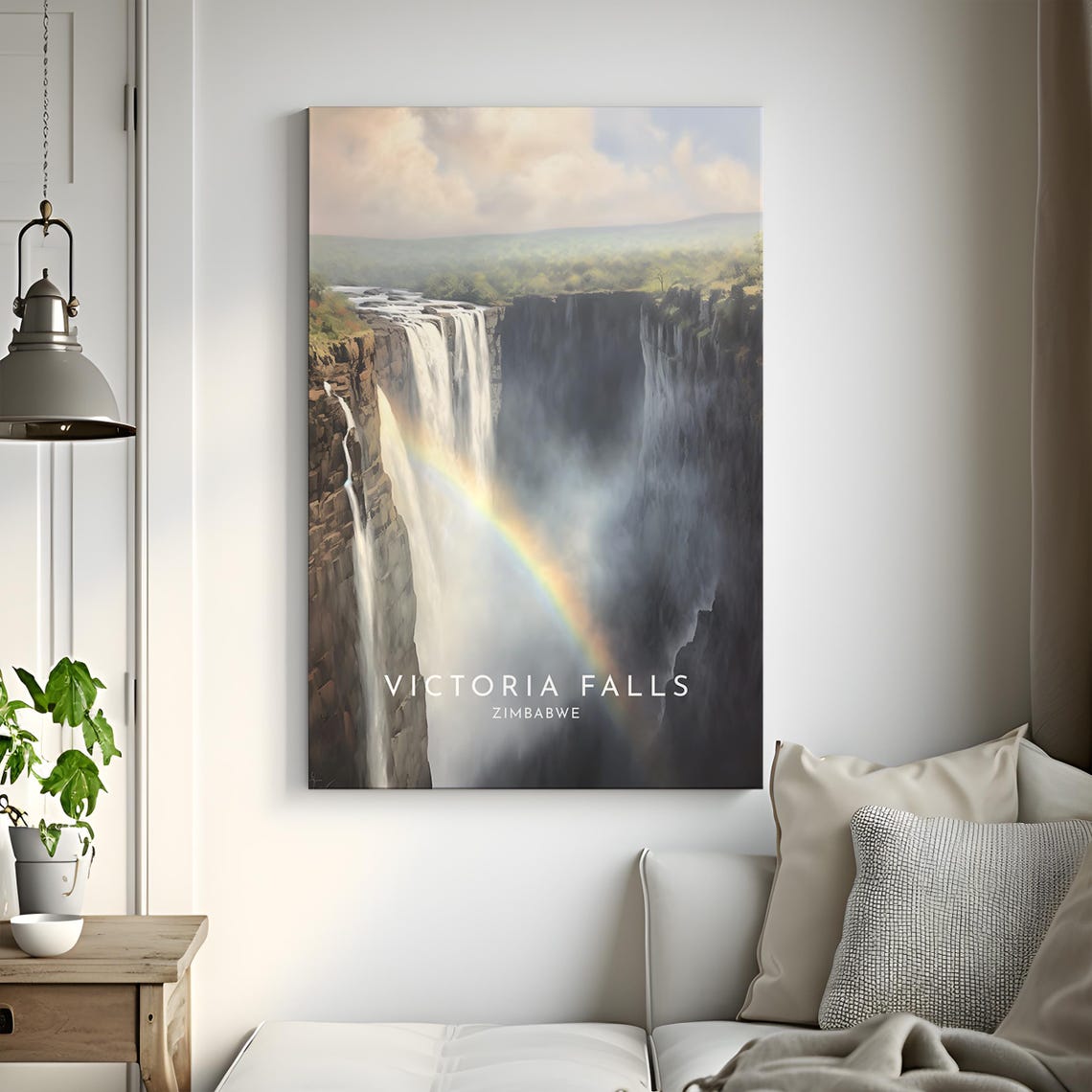 Victoria Falls Zimbabwe Waterfall Rainbow Mist Travel Art Poster - Image 3